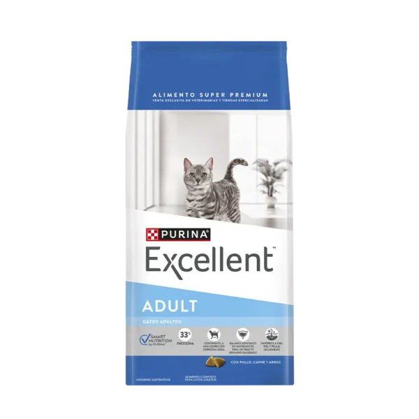 Purina Excellent Gatos Adultos con Pollo, Carne y Arroz
